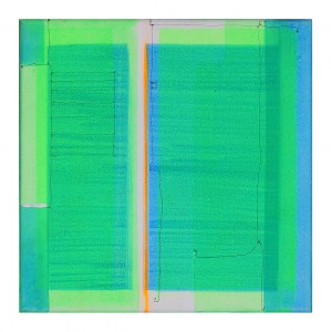 Doppler I,  Bild grün auf blau, Acryl Bleistift LWD,  Marius D. Kettler  2019